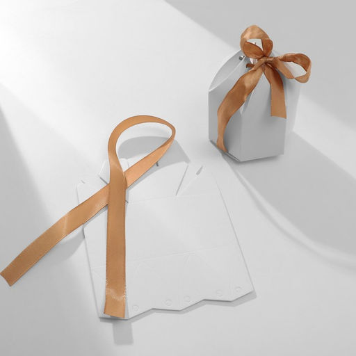 Цена за 12 шт. Коробочка подарочная Купол 4x4x5,5, бело-золотой - Simaland фото 2