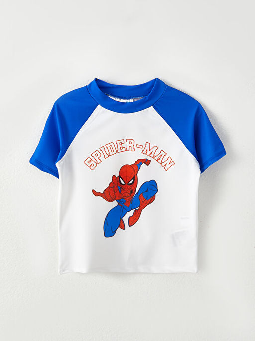 Bisiklet Yaka K?sa Kollu Spiderman Bask?l? Erkek Bebek Y?zme Tak?m - Waikiki фото 2