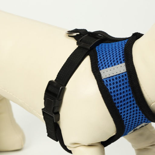 Комплект амуниции с мягкой шлейкой и светоотражающей нашивкой, S, ОШ 24 см, ОГ 28-33 см, синий 71490 - Пижон фото 4