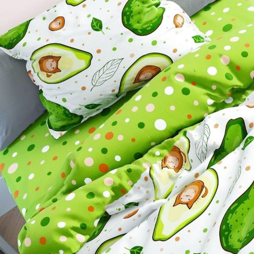 Постельное бельё 1.5сп Павлинка Авокоты 145х215, 150х215,70х70 см 1шт,бязь, 125г/м, 100% хлопок - Павлина фото 2