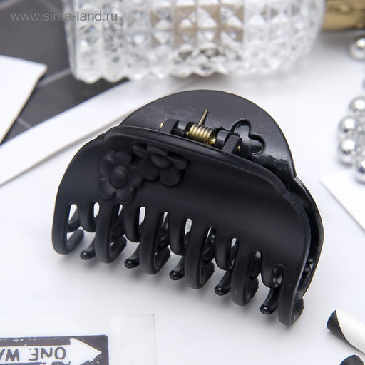 Цена за 12 шт. Крабик для волос «Ночка», два цветка, 6.8 см, матовый и глянец, МИКС