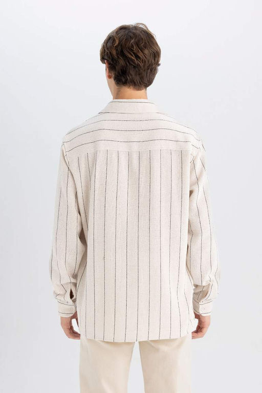 Рубашка в полоску с длинным рукавом Relax Fit - Defacto фото 6