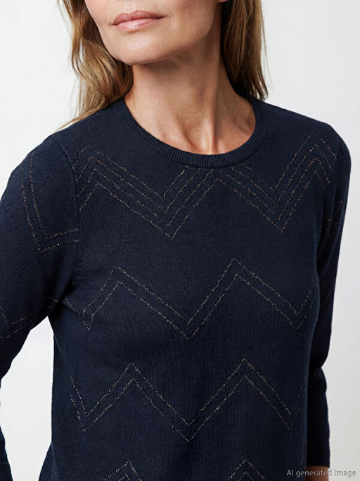 Bisiklet Yaka Desenli Kad?n Triko Kazak