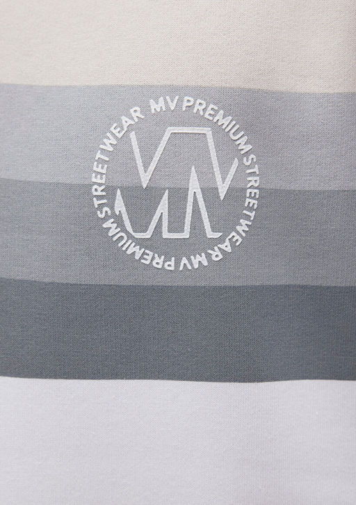 Kapusonlu Bask?l? Beyaz Sweatshirt - Mavi фото 7