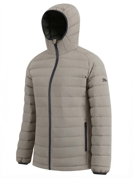 Куртка женская гибридная стёганая с капюшоном с графеновой подкладкой бежевого цвета 9622_1B