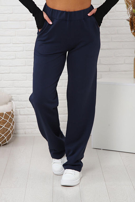 Брюки с карманами футер с лайкрой (01038, темно-синий) - Плиона фото 13