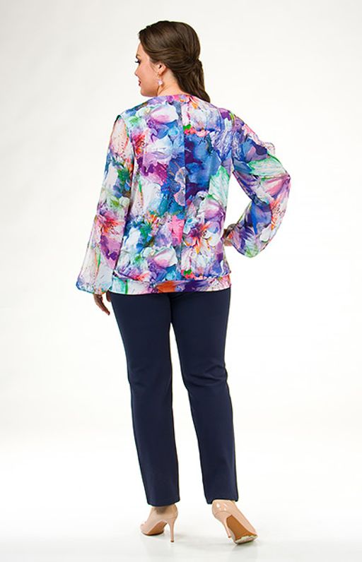 Великолепная блуза! Из яркого шелковистого трикотажа с разрезами на шифоновых рукавах. - Ckc collections фото 4