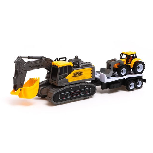 Экскаватор инерционный Стройка, с прицепом и трактором, МИКС