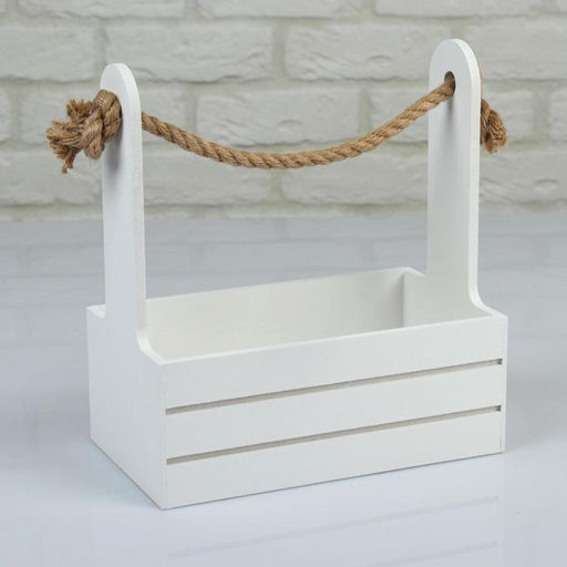 Набор деревянных кашпо Dear, 2 шт., ручка - канат, белый