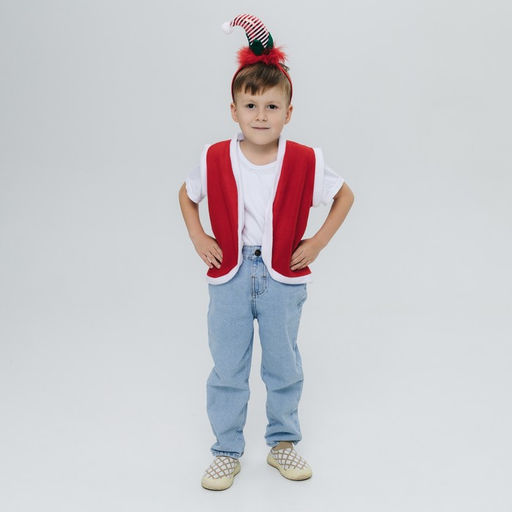 Карнавальный костюм «Новогодний гном»: жилетка и ободок, рост 92–104 см