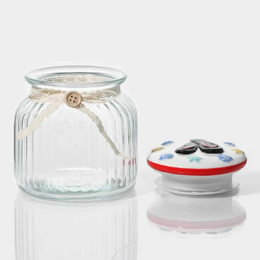 Банка для сыпучих продуктов Доляна Пляж, 600 мл, 1112.5 см, с керамической крышкой, стекло, прозрачная  фото 3
