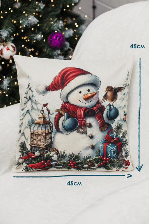 Наволочка декоративная новогодняя 2 шт рогожка