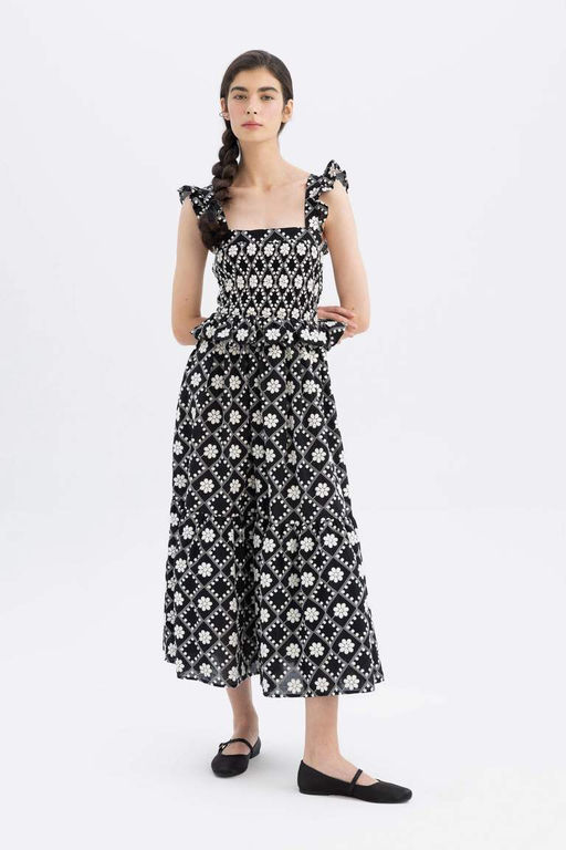 Платье миди с квадратным вырезом и бретелями Lug Von Siga x DeFacto  фото 3