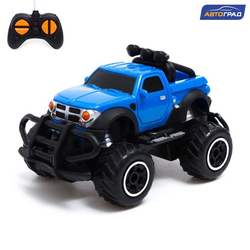 Машинка на пульте управления Джип. Пикап, работает от батареек, цвет синий