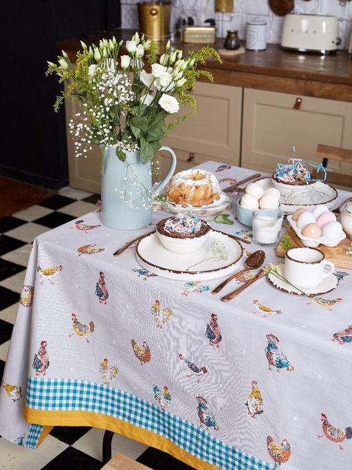 Скатерть пасхальная, Этель Chicken Ranch 220х147 см, 100% хлопок, репс 210 г/м2