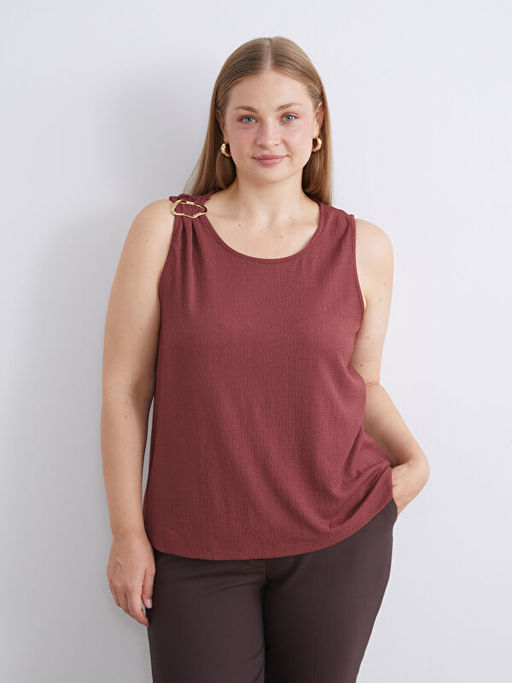 Bisiklet Yaka Dokulu Bluz