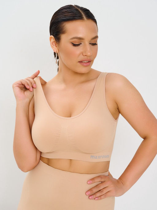 Комплект бюстгальтеров бесшовных, 2 шт. MR004-1SS3 black, beige
