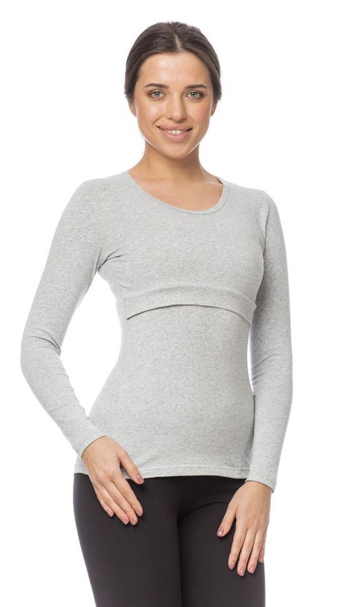 Лонгслив для кормящих, серый меланж - Knitka wear фото 2