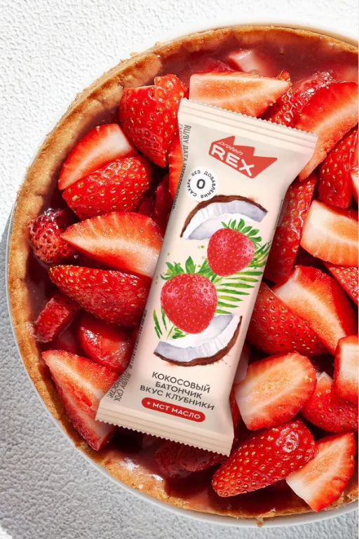 Батончик кокосовый глазированный СО ВКУСОМ КЛУБНИКИ, 40 г - Proteinrex фото 2