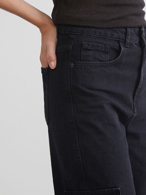 Wideleg Kad?n Kargo Jean Pantolon
