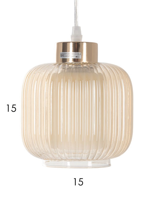 Светильник подвесной ЭкономСвет 10298/1GD, 1×40 Вт, E27, 15×15×18-80 см, золотой, янтарный