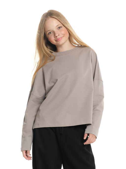Свитшот для девочки однотонный 22-7685 серый - Mini maxi фото 2