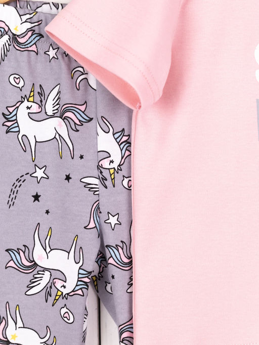 Пижама (футболка/печать/единороги на сером) Интерлок BABY BOOM