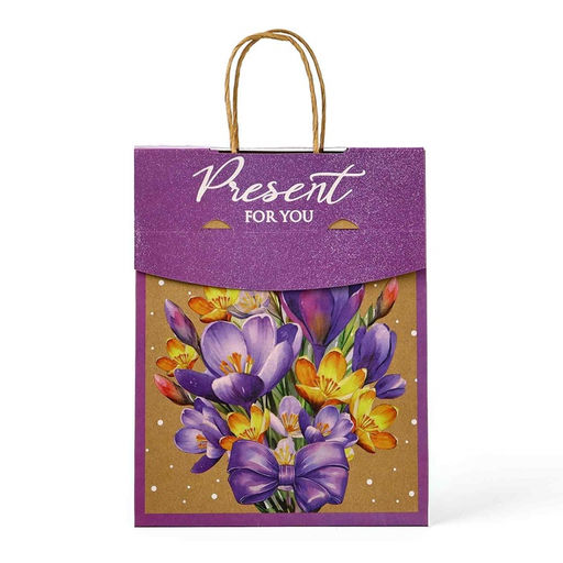 Пакет с клапаном Подарок, цветы, крафт, глиттер, 19.5 х 10 х 25 см - Дарите счастье фото 3