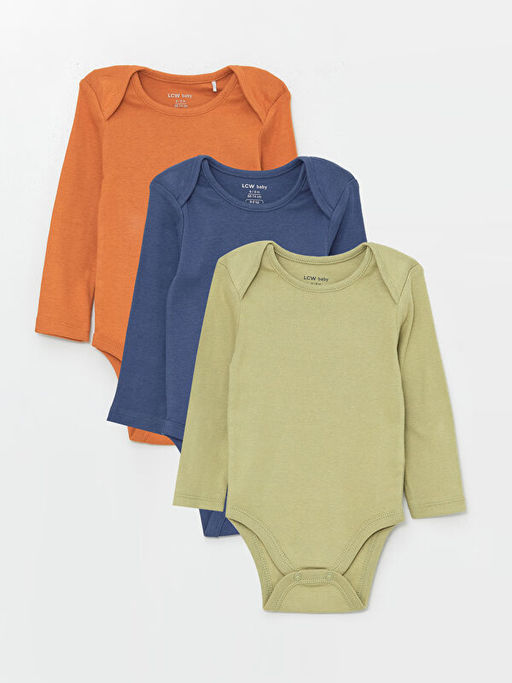 Bisiklet Yaka Uzun Kollu Erkek Bebek ??t??tl? Bodysuit 3l?