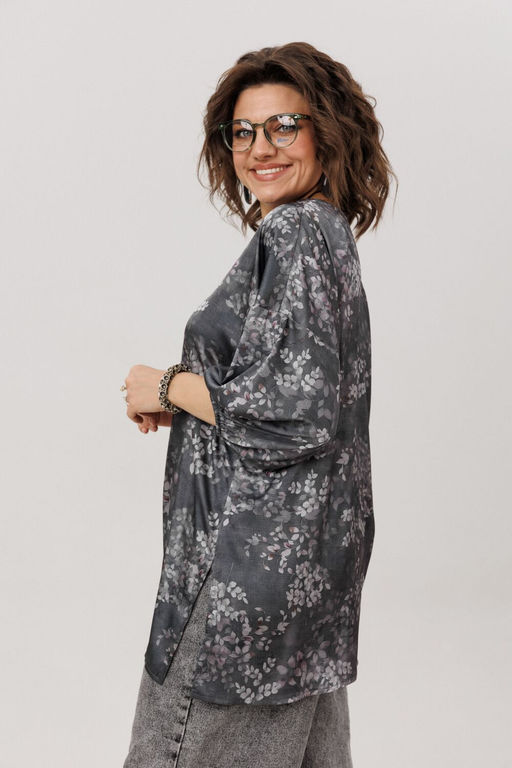 Блуза ANELLI 1665.1 графитовый гербарий  фото 2