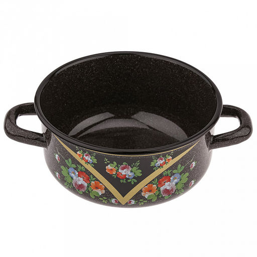 "Красава" Кастрюля эмалированная 1,45л, форма цилиндрическая, металлическая крышка (Россия)