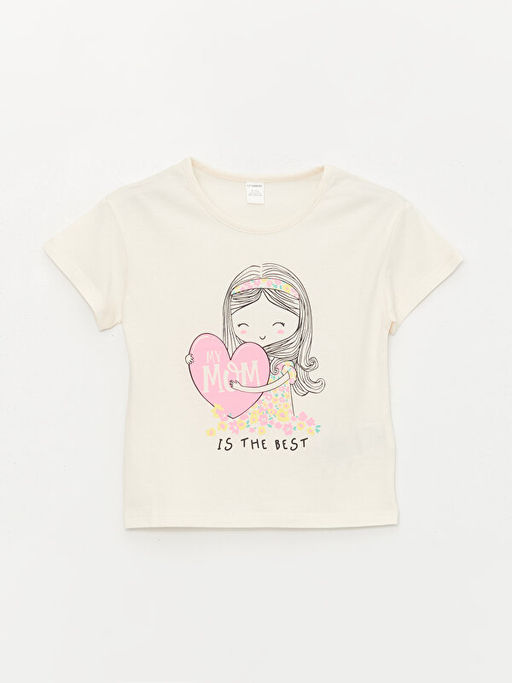 Bisiklet Yaka Bask?l? K?sa Kollu K?z Bebek Ti??rt - Waikiki фото 3