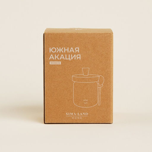 Банка для сыпучих SL Home «Южная акация», 400 мл, 10.5×9×13 см, с ложкой, стекло, прозрачная