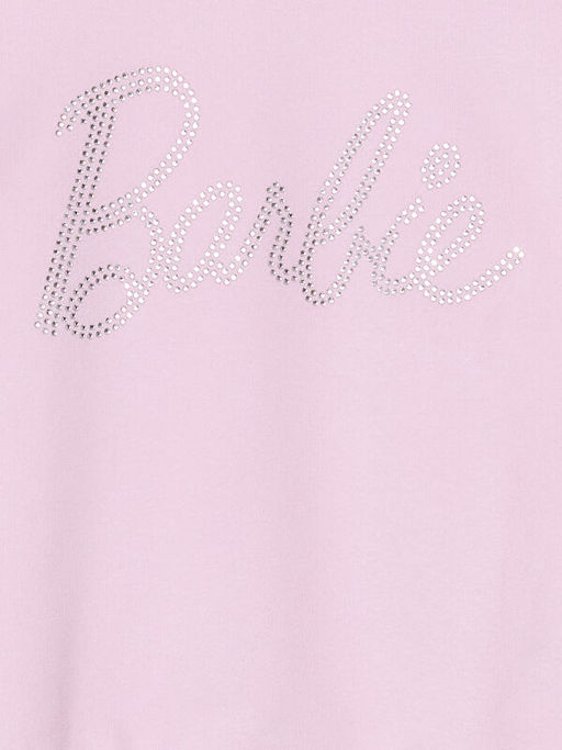 Bisiklet Yaka Barbie Ta? Bask?l? K?z ?ocuk Sweatshirt