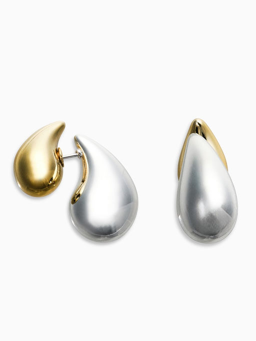 Цена за 2 шт. Серьги "Капли Бо" двойные, цвет золотисто-серебристый