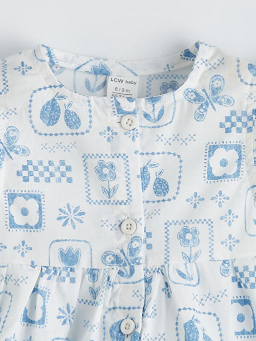 Desenli K?z Bebek Poplin Elbise