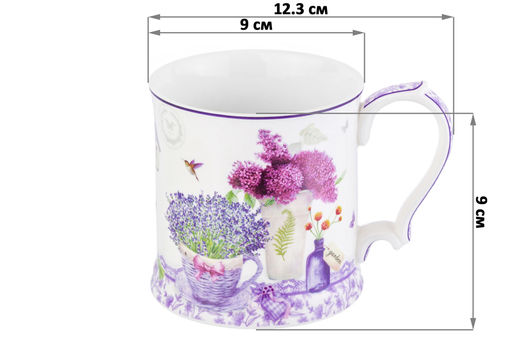 Набор кружек 2 пр. 380 мл 12,3*9*9 см "Лаванда" фарфор NEW BONE CHINA