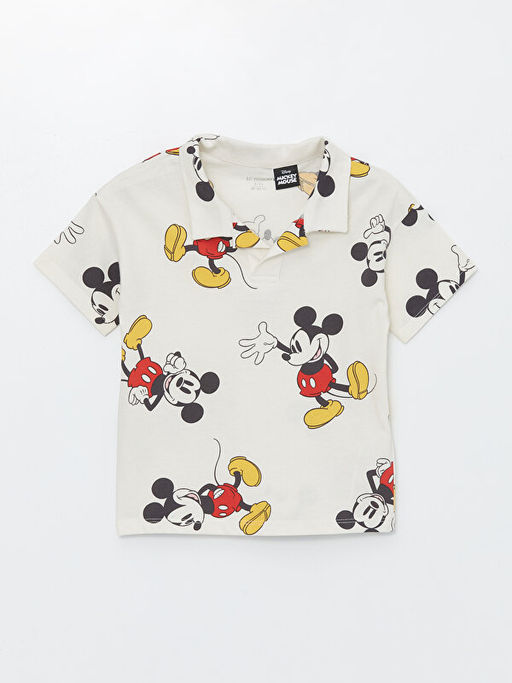 Resort Yaka K?sa Kollu Mickey Mouse Bask?l? Erkek Bebek Ti??rt ve ?ort 2li Tak?m - Waikiki фото 2