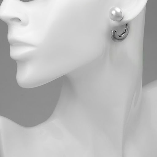 Серьги с жемчугом Эксклюзив полукольца, цвет серебро