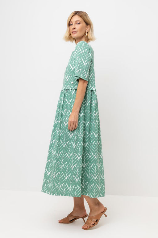 ЕВТ 5082/малахитовый зеленый,орнамент платье жен