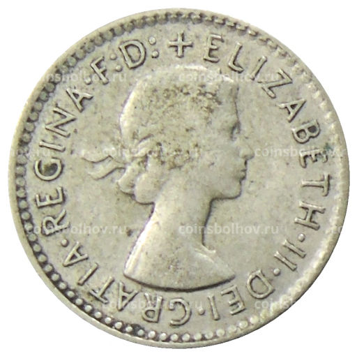 Монета 3 пенса 1955 года Австралия