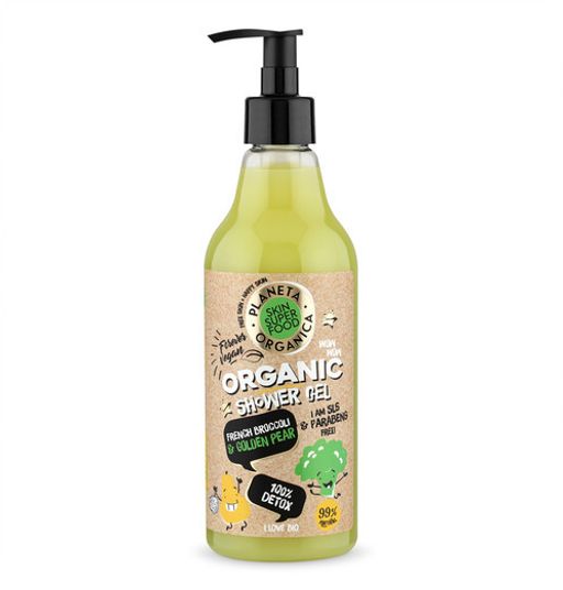 П.Р. Planeta Organica Skin SUPER FOOD Гель/душ "100% detox" 500мл с дозат.