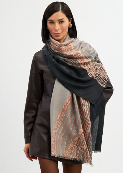 Большой, мягкий, тонкий и очень нежный двусторонний палантин с рисунком