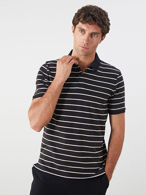 Polo Yaka ?izgili Penye Erkek Ti??rt