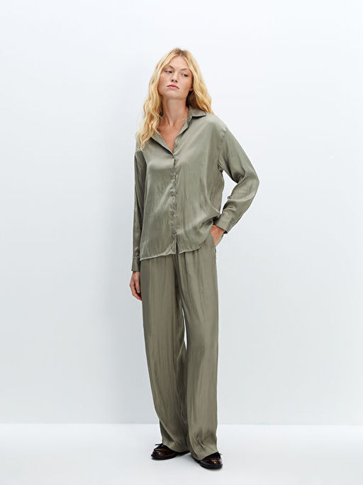 Beli Lastikli Saten Kad?n Pantolon