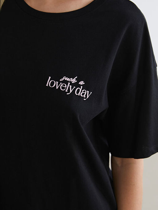 Bisiklet Yaka Nak??l? Kad?n Pijama Tak?m?