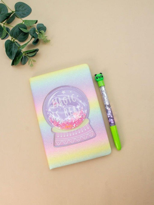 Блокнот c ручкой в обложке из эко-кожи Magic is real, rainbow, 21,5х15 см, плотность 70 гр.