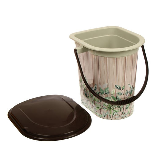 Ведро - туалет, h=38 см, 17 л, съёмный стульчак, бежевое, крышка МИКС