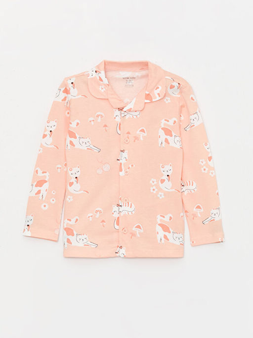 G?mlek Yaka Uzun Kollu Bask?l? K?z Bebek Pijama Tak?m? - Waikiki фото 2