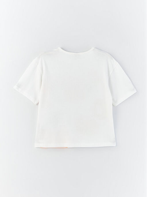 Bisiklet Yaka Bask?l? K?sa Kollu K?z ?ocuk Ti??rt - Waikiki фото 3